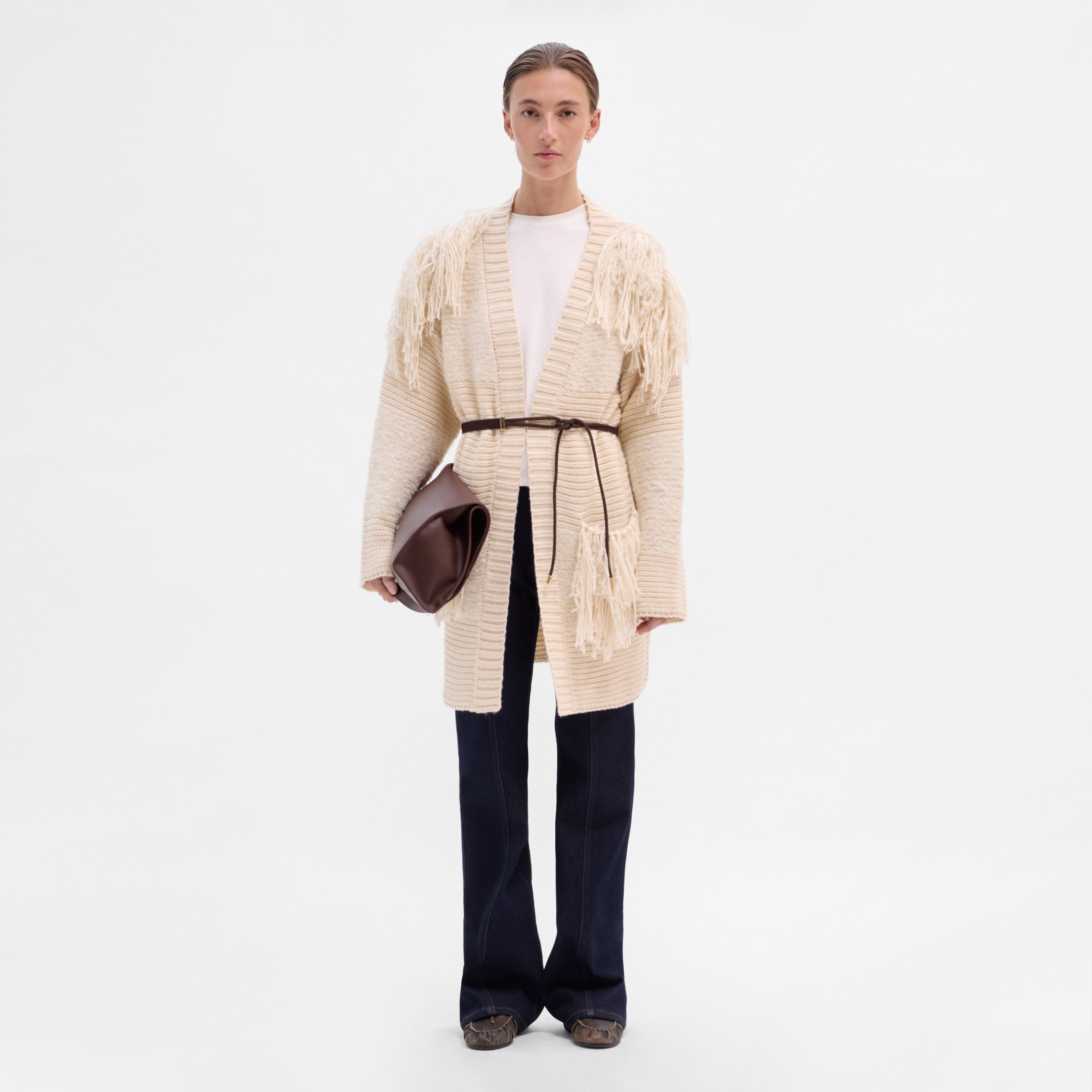 Cárdigan largo combinado