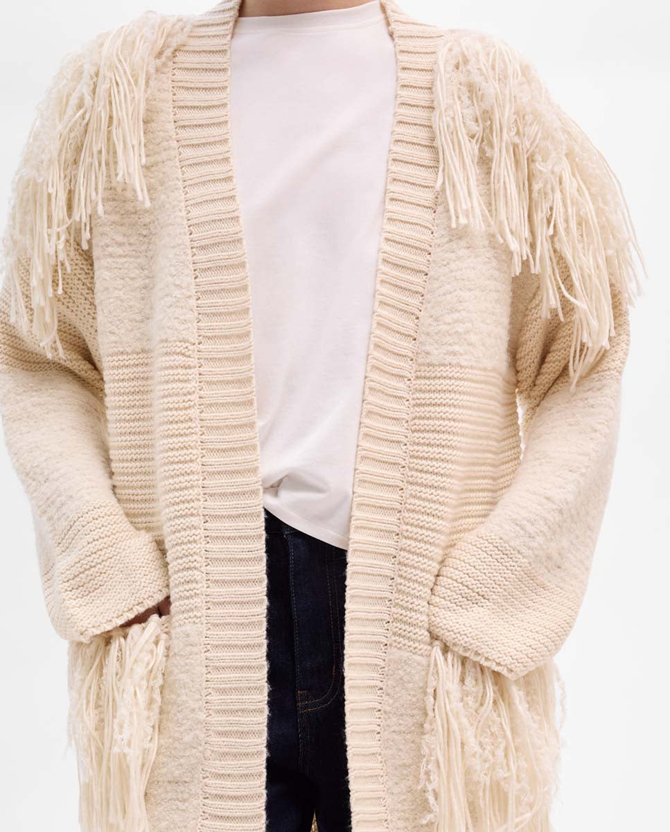 Cárdigan largo combinado